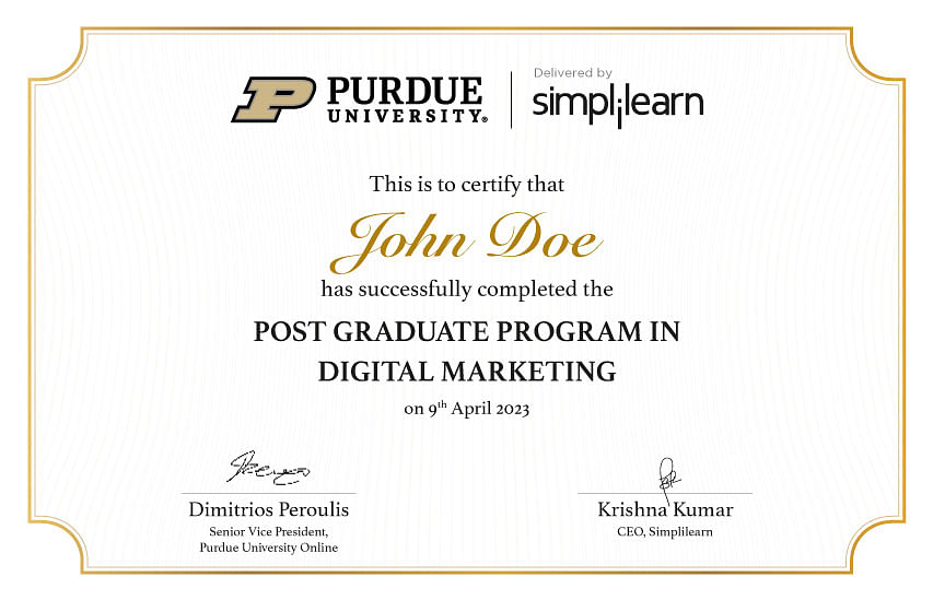 Digital Marketing PGP Program By Purdue University